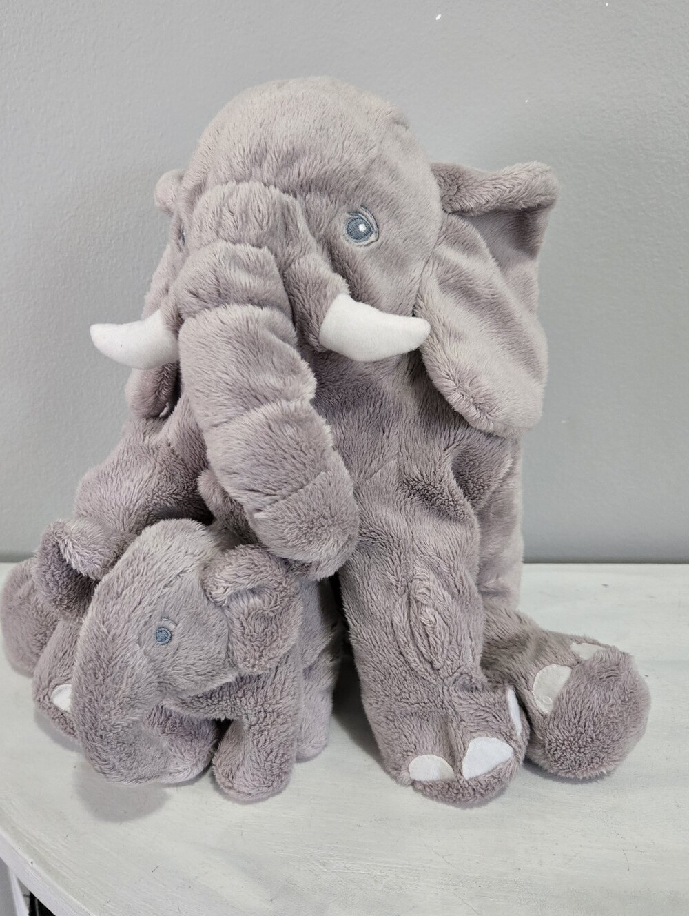 IKEA leddjur Plush Elephant Gray Mommy and Baby 10" 4"